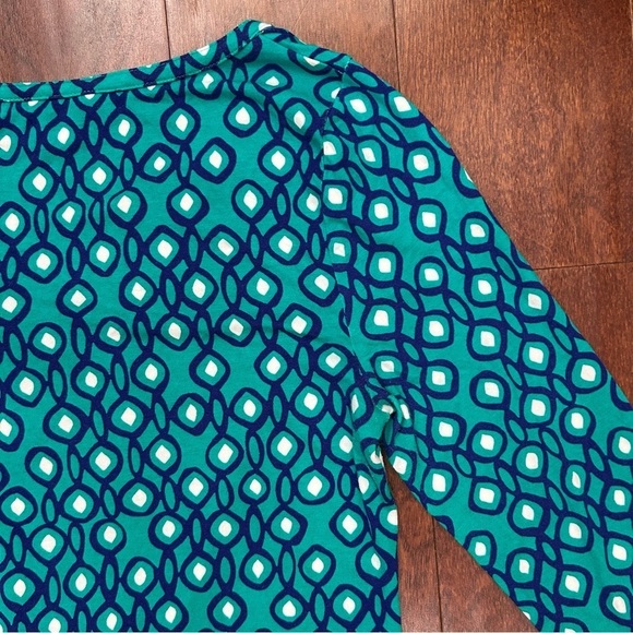 Boden Isobel Blue Geometric Tunic Dress with Grosgrain Ribbon Neckline, Size 2 - Picture 11 of 14